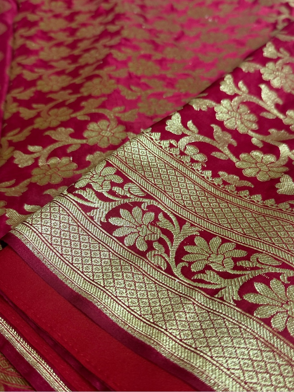 Elegant Women’s Red and Gold Brocade Benaroshi Sari